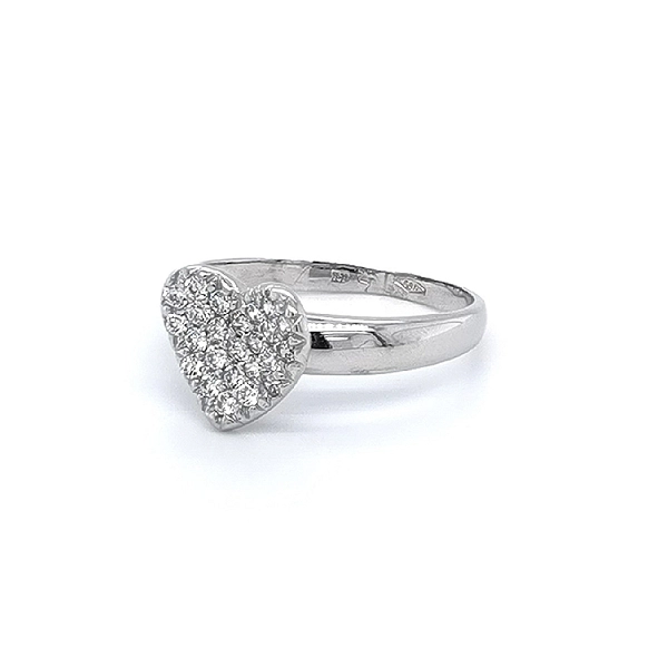 Heart Ring with White Gold Zircons