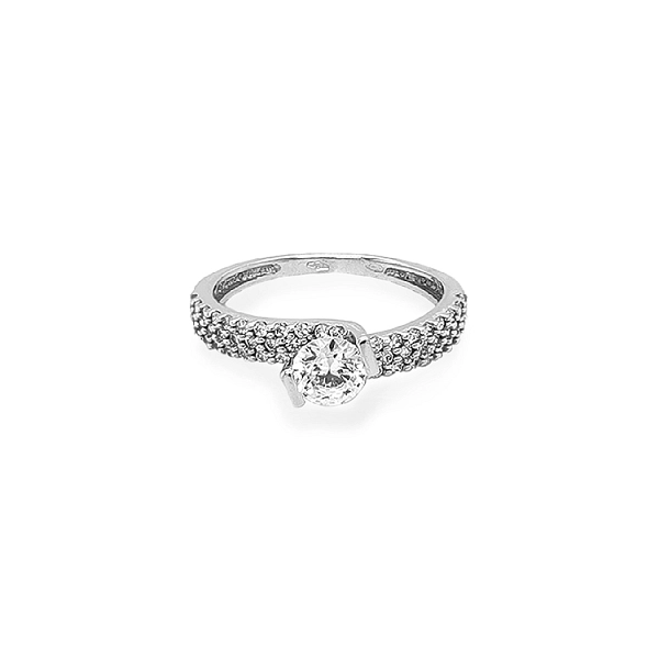 Gold Engagement Ring with Zircones