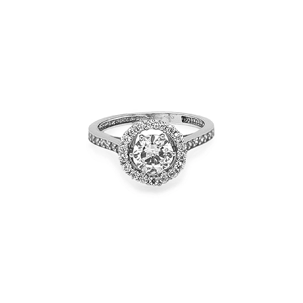 Gold Engagement Ring with Zircones