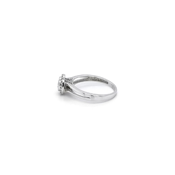 Engagement Ring with White Gold Zircons
