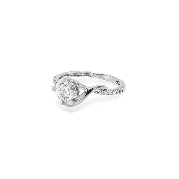 Gold Engagement Ring with Zircones
