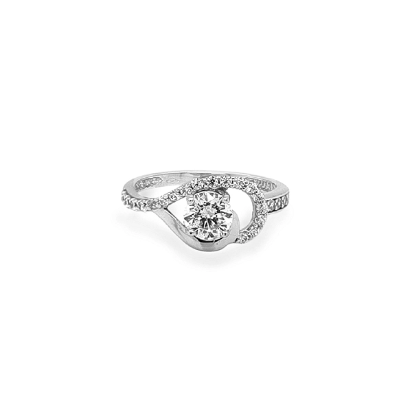 Gold Engagement Ring with Zircones