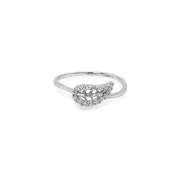 Gold Ring Leaf with Zircons