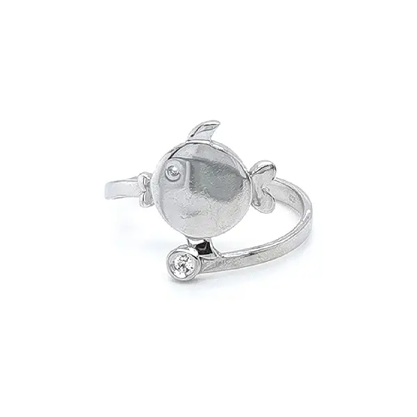 Ring Fish with White Gold Zircons