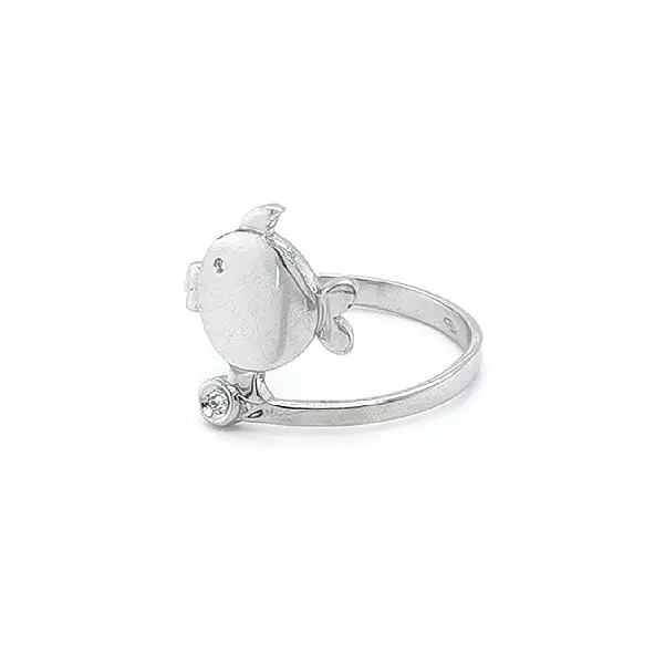 Ring Fish with White Gold Zircons