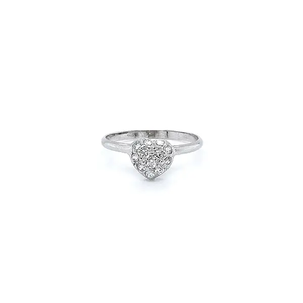 Ring Heart with White Gold Zircons