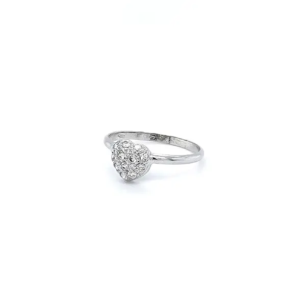 Ring Heart with White Gold Zircons