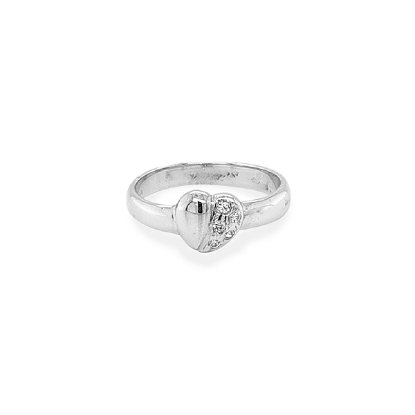 Gold Ring in Heart Shape with Zircones