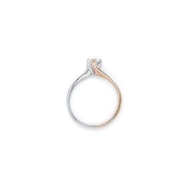 Engagement Ring with Zircon made of Combined Gold