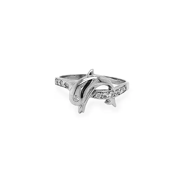 Exclusive Gold Ring in the Shape of a Dolphin with Zirconia
