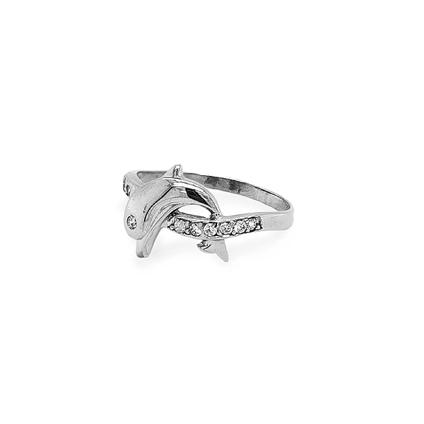Exclusive Gold Ring in the Shape of a Dolphin with Zirconia