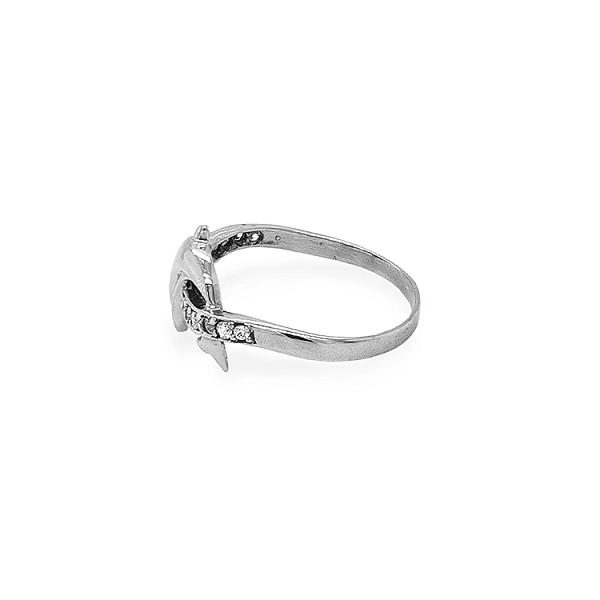 Exclusive Gold Ring in the Shape of a Dolphin with Zirconia