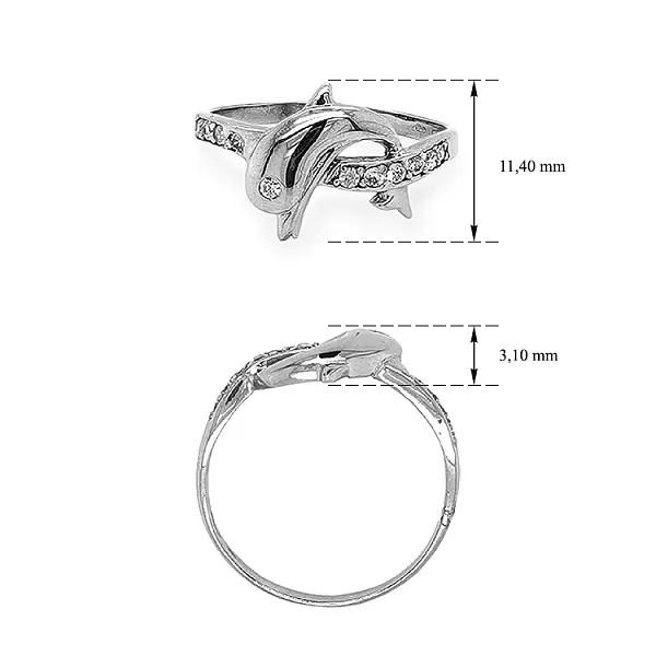 Exclusive Gold Ring in the Shape of a Dolphin with Zirconia