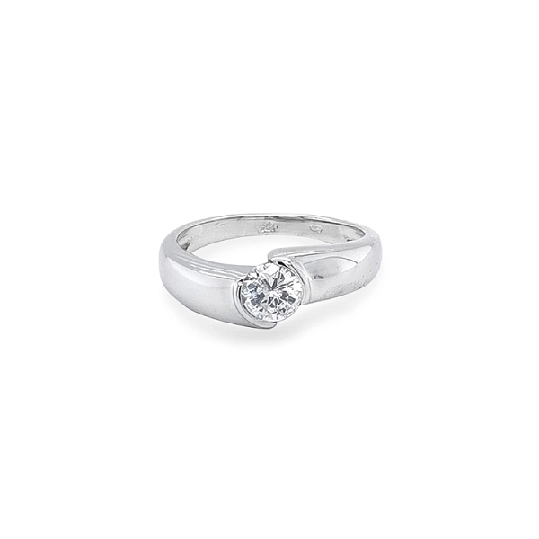Gold Engagement Ring with Zircon