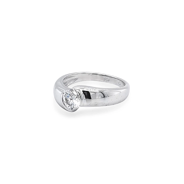 Gold Engagement Ring with Zircon