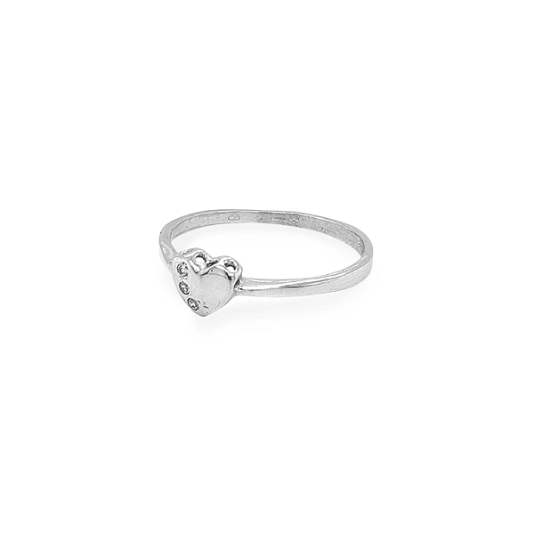 Gold Ring with Zircones in Heart Shape