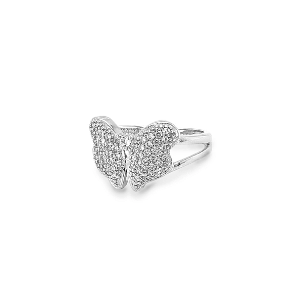 Gold Ring with Zircones in Butterfly Shape