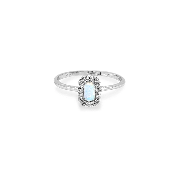 Gold Ring with Opal and Zircones