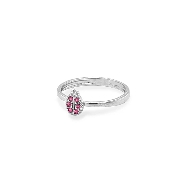 Golden Ladybug Ring with Zircones
