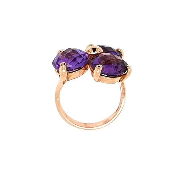 Gold Ring with Amethysts