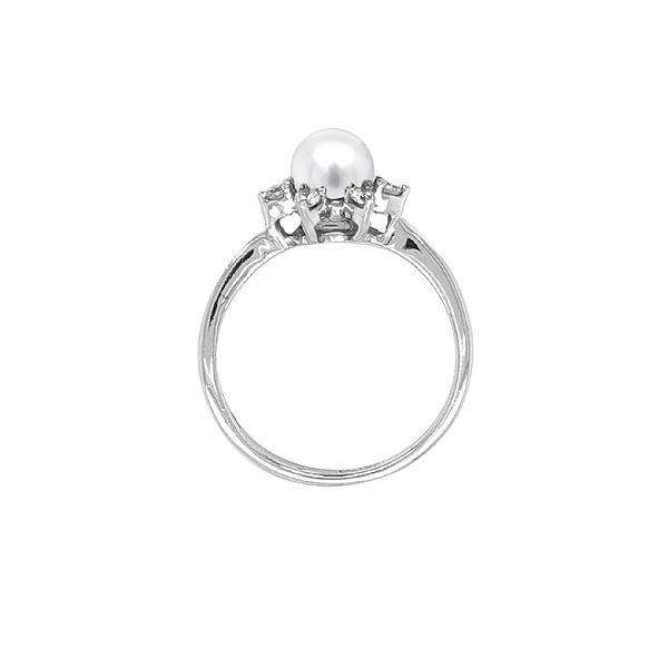 Gold Ring with Pearl and Zircones