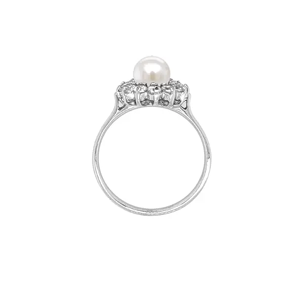 Gold Ring with Pearl and Zircones