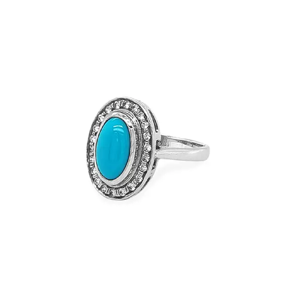 Gold Ring with Turquoise and Zirconias