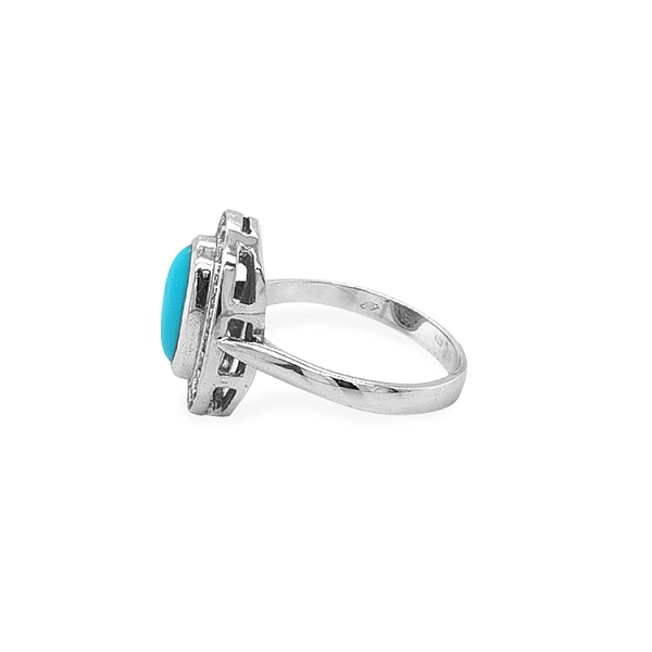 Gold Ring with Turquoise and Zirconias