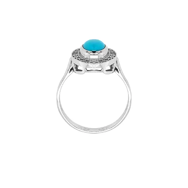 Gold Ring with Turquoise and Zirconias