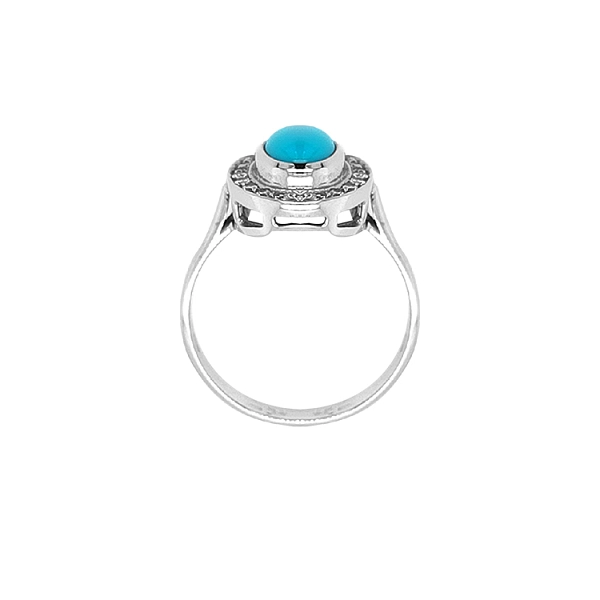 Gold Ring with Turquoise and Zirconias