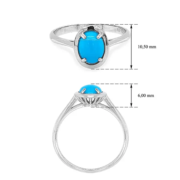 Ring with Turquoise from White Gold