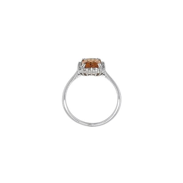 Ring with Orange Stone in White Gold
