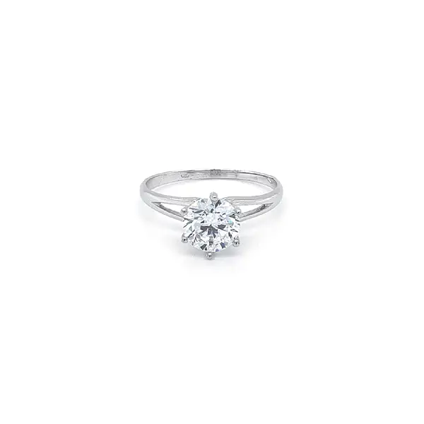 Engagement Ring with White Gold Zircon