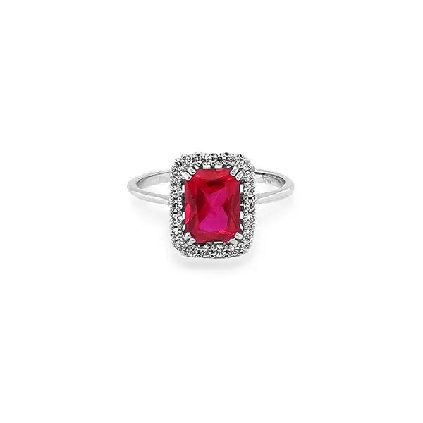 Exclusive White Gold Ring with Ruby and Zirconia