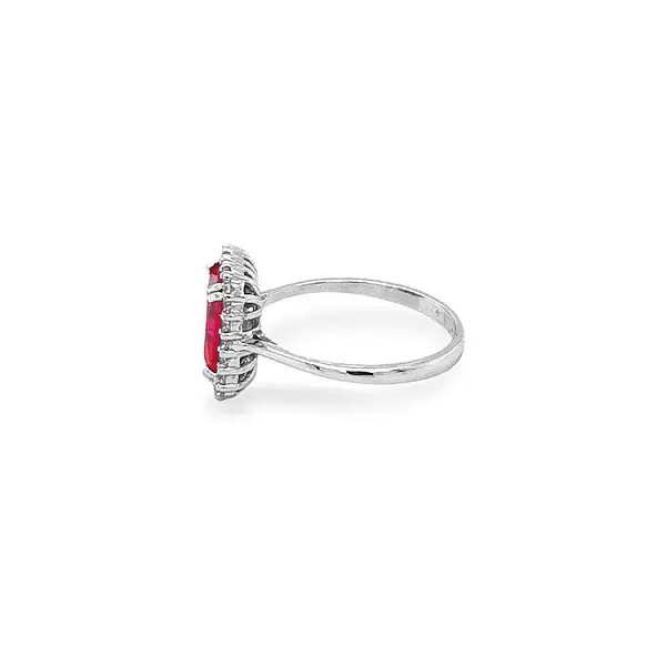 Exclusive White Gold Ring with Ruby and Zirconia