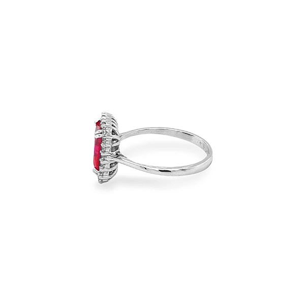 Exclusive White Gold Ring with Ruby and Zirconia