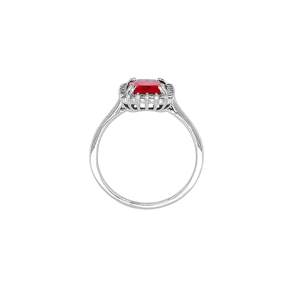 Exclusive White Gold Ring with Ruby and Zirconia
