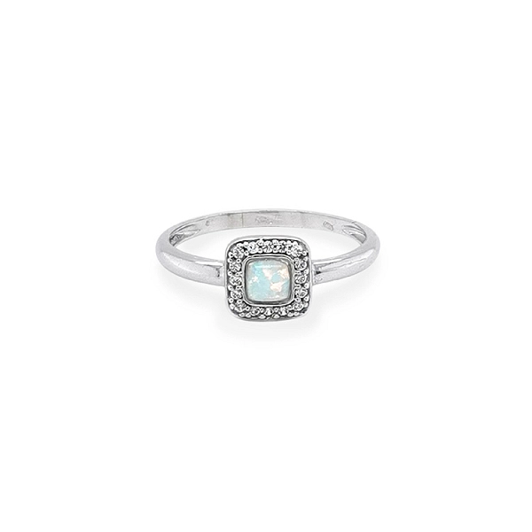 Gold Ring with Opal and Zircones