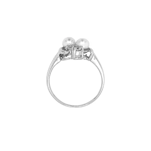 Gold Ring with Pearl and Zircones