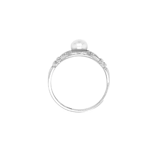 Gold Ring with Pearl and Zircones