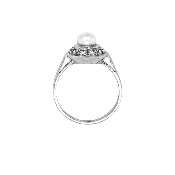 Gold Ring with Pearl and Zircones