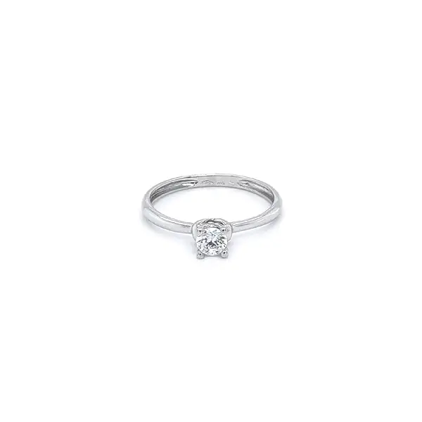 Engagement Ring with White Gold Zircon