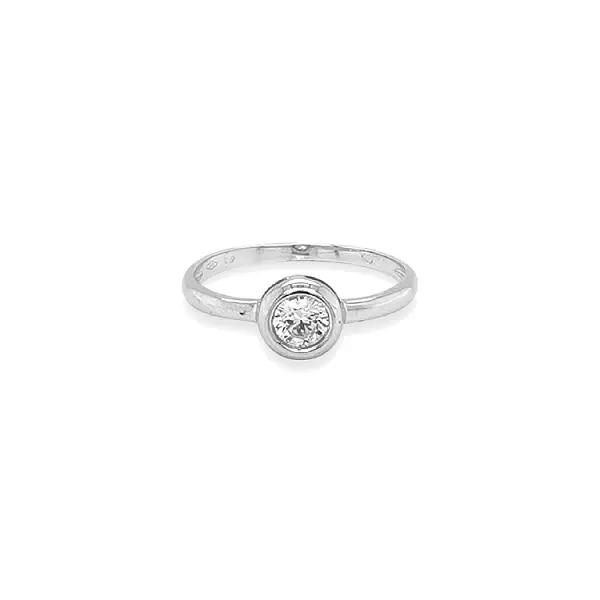 Gold Engagement Ring with Zircon