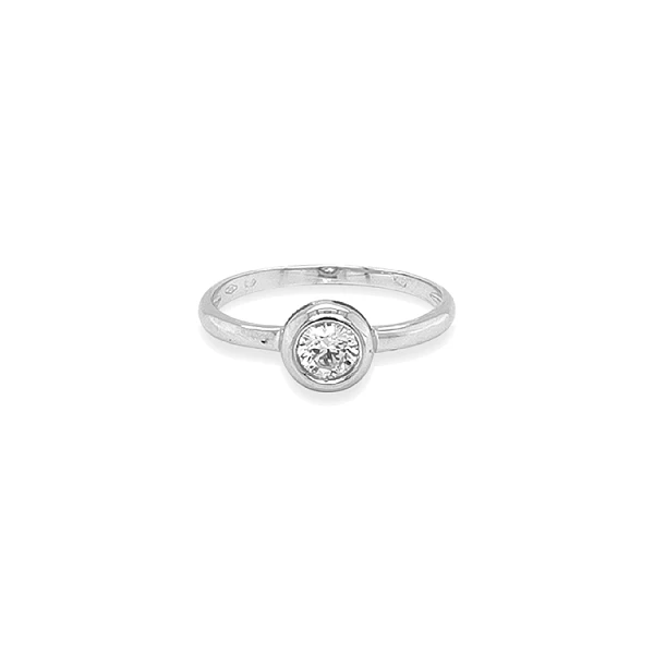 Gold Engagement Ring with Zircon