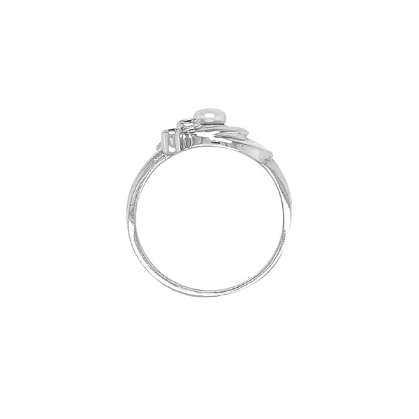 Gold Ring with Pearl and Zircones