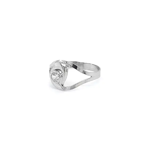 Dolphin Ring with White Gold Zircon