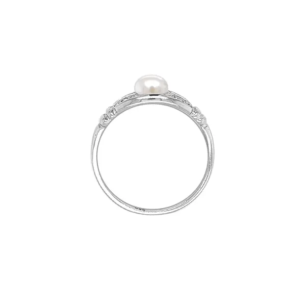 Gold Ring with Pearl and Zircones