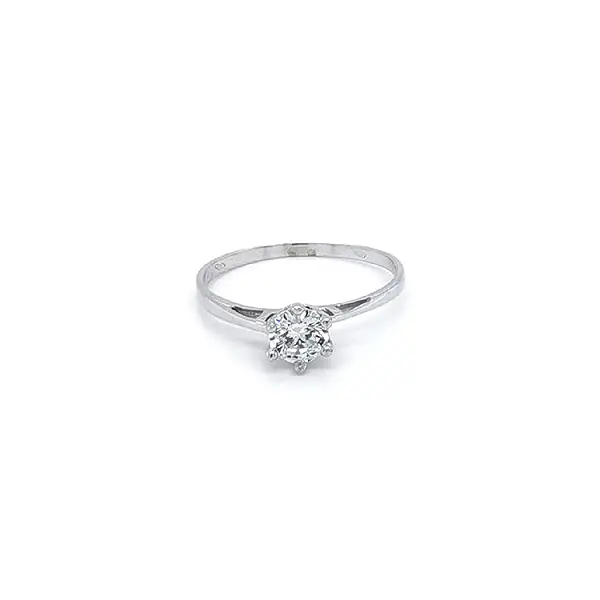 Engagement Ring with White Gold Zircon
