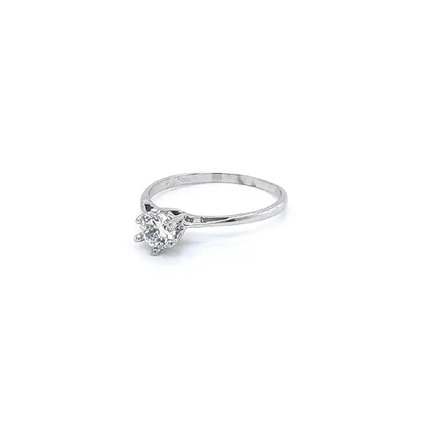 Engagement Ring with White Gold Zircon