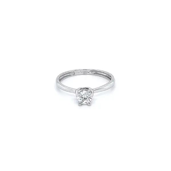 Engagement Ring with White Gold Zircon
